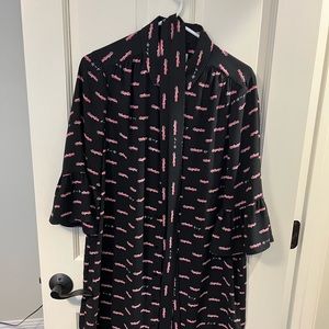 Belted Kate Spade shirt dress pink convertible pattern “here we go”